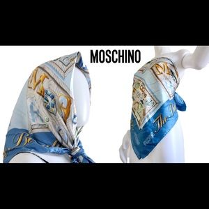✏️📚 New Vintage Deadstock Moschino Silk Scarf NWT